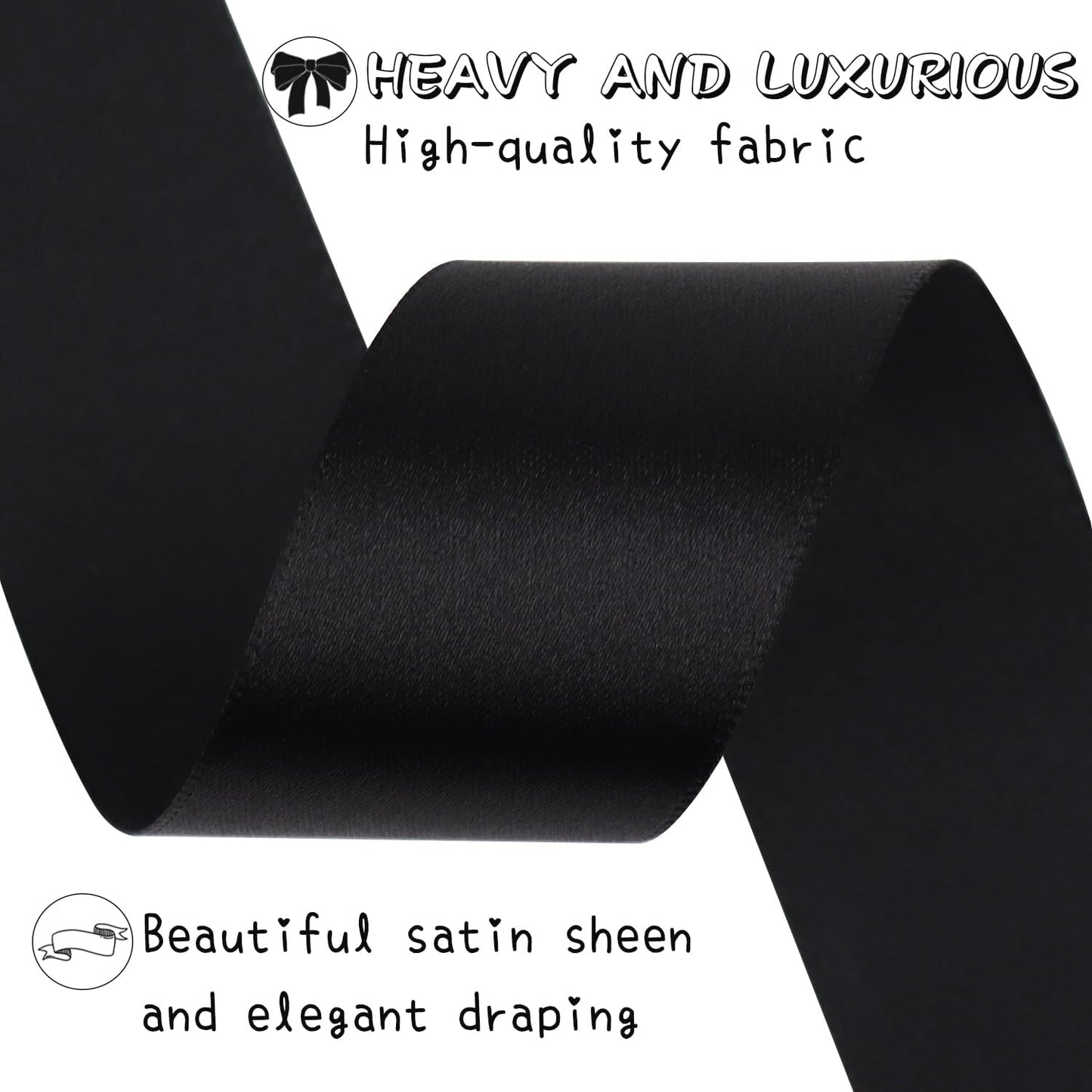 Black Solid Satin Ribbon 1-1/2 Inch 25 Yards Solid Polyester Fabric Ribbon for Gift Wrapping Wedding Christmas Baby Shower Birthday Party Decoration Handmade Immortal Flower Craft