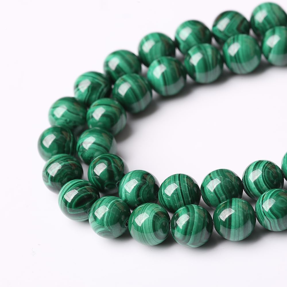 31pcs 6mm Natural Green Malachite Beads AAA Gemstone Round Loose Beads for Jewelry Making DIY Bracelets Necklaces Crystal Energy Healing Stone Beads 7.5" (Natural Malachite, 6mm)