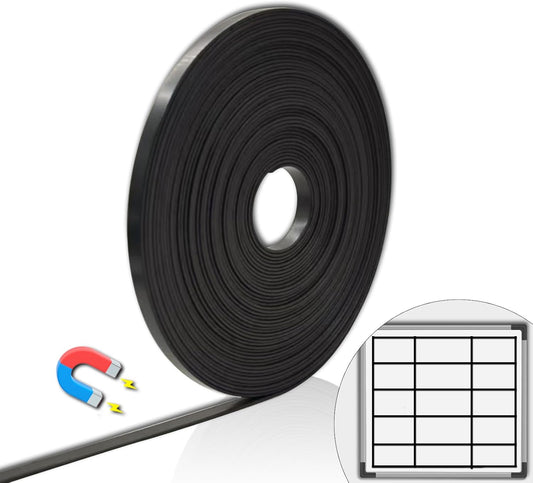 Magnetic Tape Roll Thin Strip, 1/5 Inch x 33 Feet Magnet Tape Line for Classroom Office, Magnetic Boarders for Witeboard (Black)