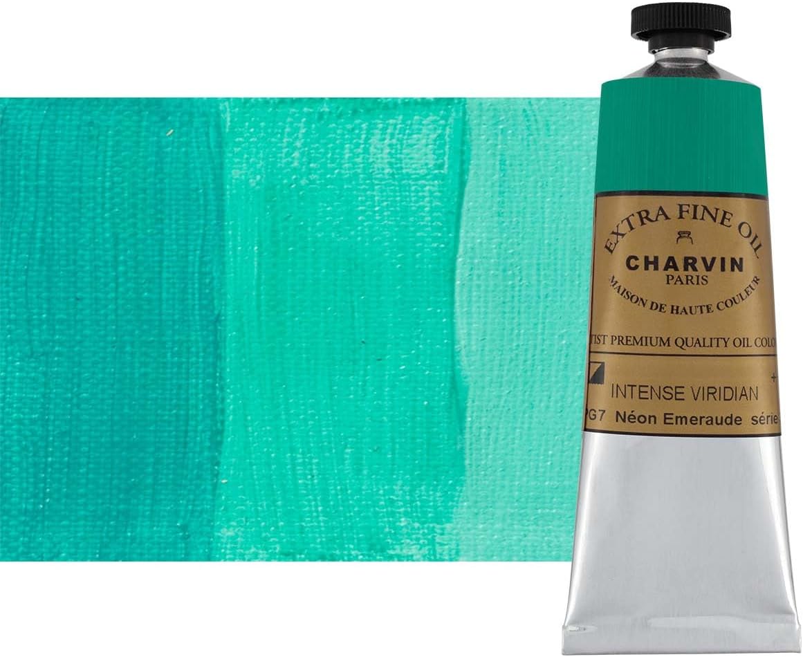 Charvin Extra Fine Oil Paint, Intense Viridian 60 mL - Triple-Milled, Rich Texture, Poppy Oil-Based, Light-Fast, Handmade, Archival Quality