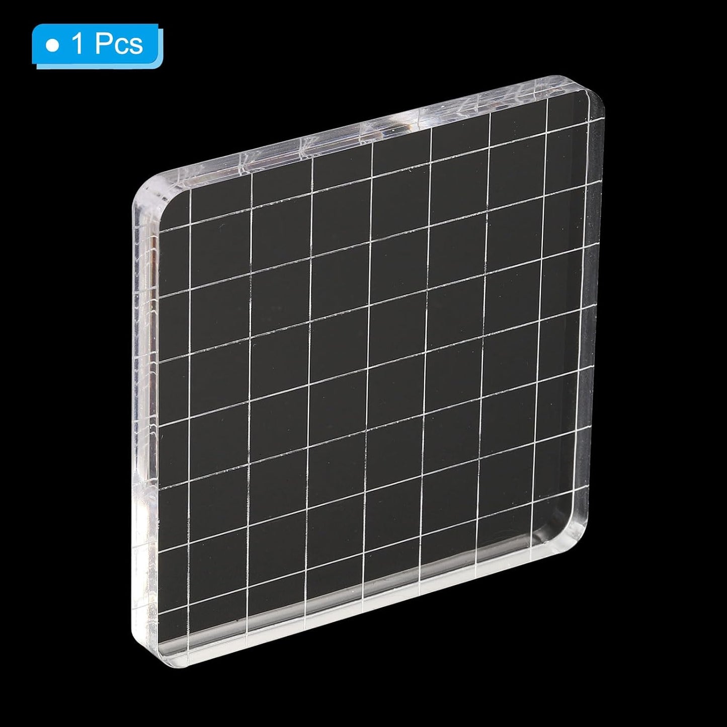PATIKIL 3" x 3" Acrylic Stamp Block, Clear Stamping Block with Grid Lines Decorative Mounting Blocks Square for Scrapbooking DIY Crafts Card Making