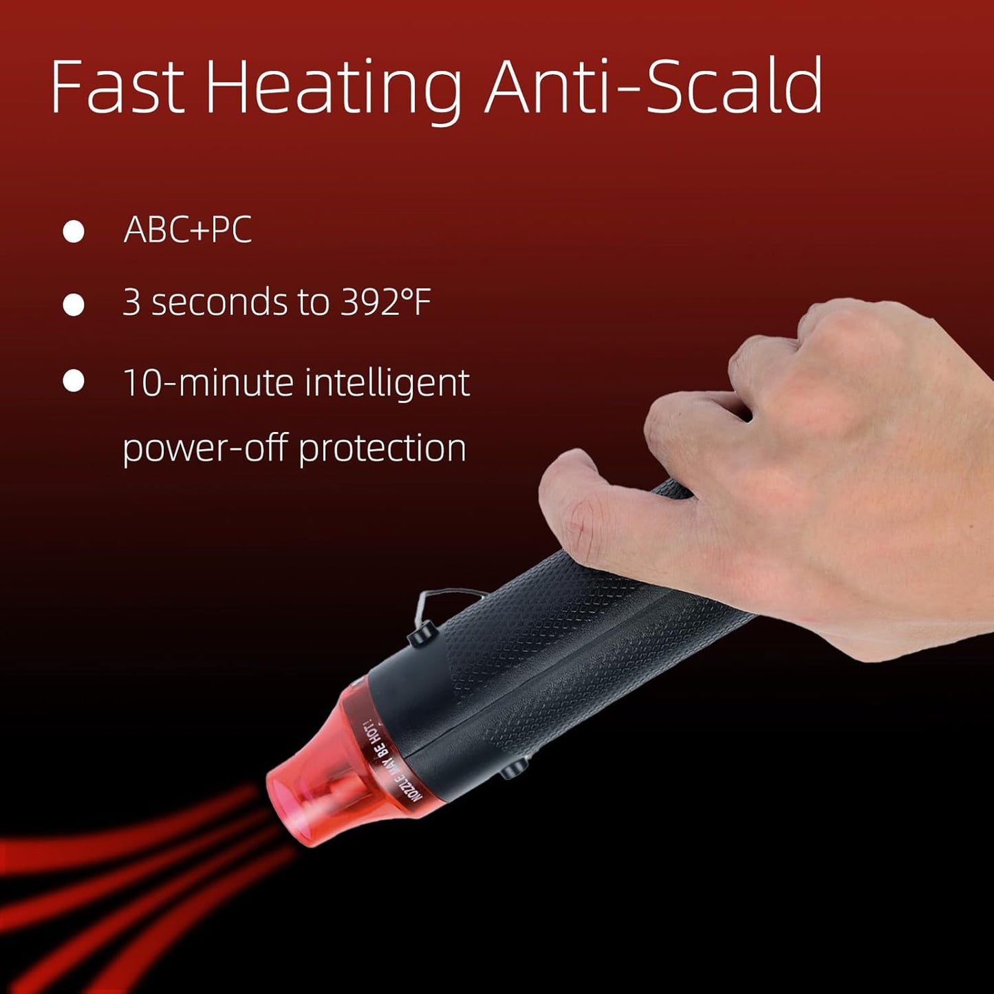 Heat Gun for Crafting, 110V 300W Handed Hot Air Gun, 3.28FT Ultra-Long Cable Portable Heat Gun with Stand and Power Cord for Shrinking Wrapping PVC, DIY Embossing and Drying Paint (Black)