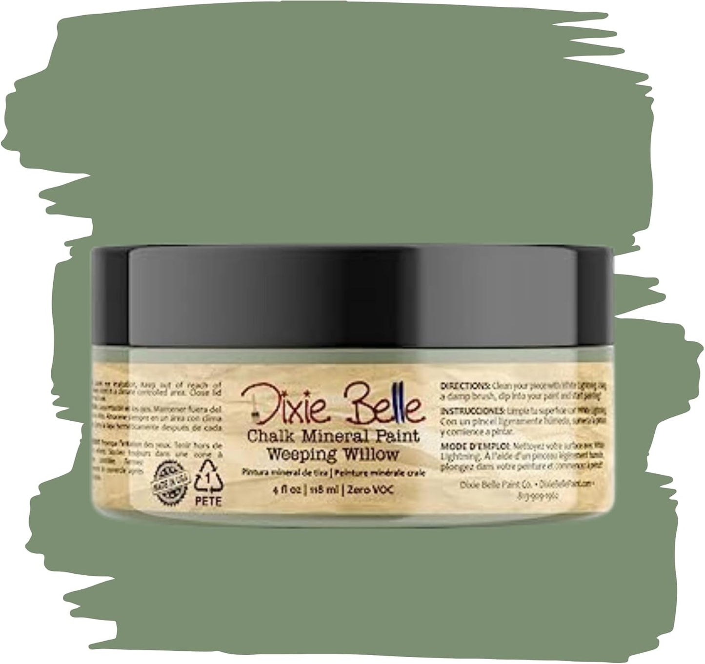 Dixie Belle Paint Company Chalk Finish Furniture Paint - Weeping Willow (4oz) - Matte Soft Green Chic Chalk Mineral DIY Furniture Paint