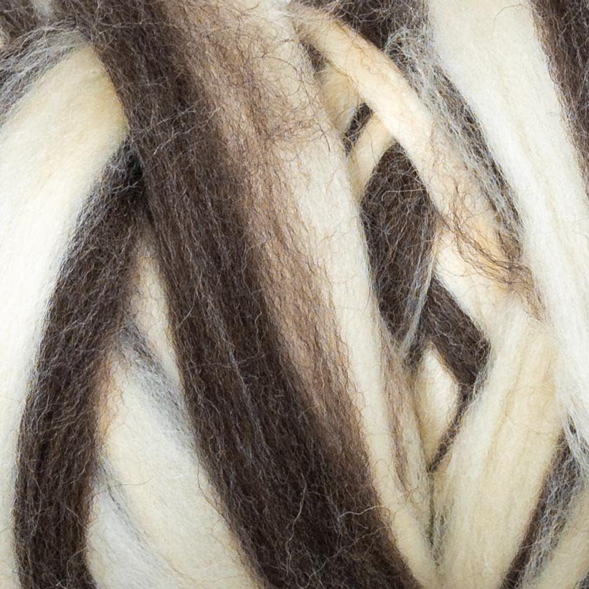 Natural Wool Bulk roving, 1 lb. Best Wool for Spinning, arm Knitting, Felting, Chunky Blankets and Tapestry. Natural Colors, un-Dyed. (Zebra(Ecru/Mocha), 1 lb)
