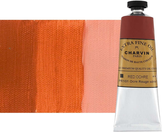 Charvin Extra Fine Oil Paint, Red Ochre 60 mL - Triple-Milled, Rich Texture, Poppy Oil-Based, Light-Fast, Handmade, Archival Quality