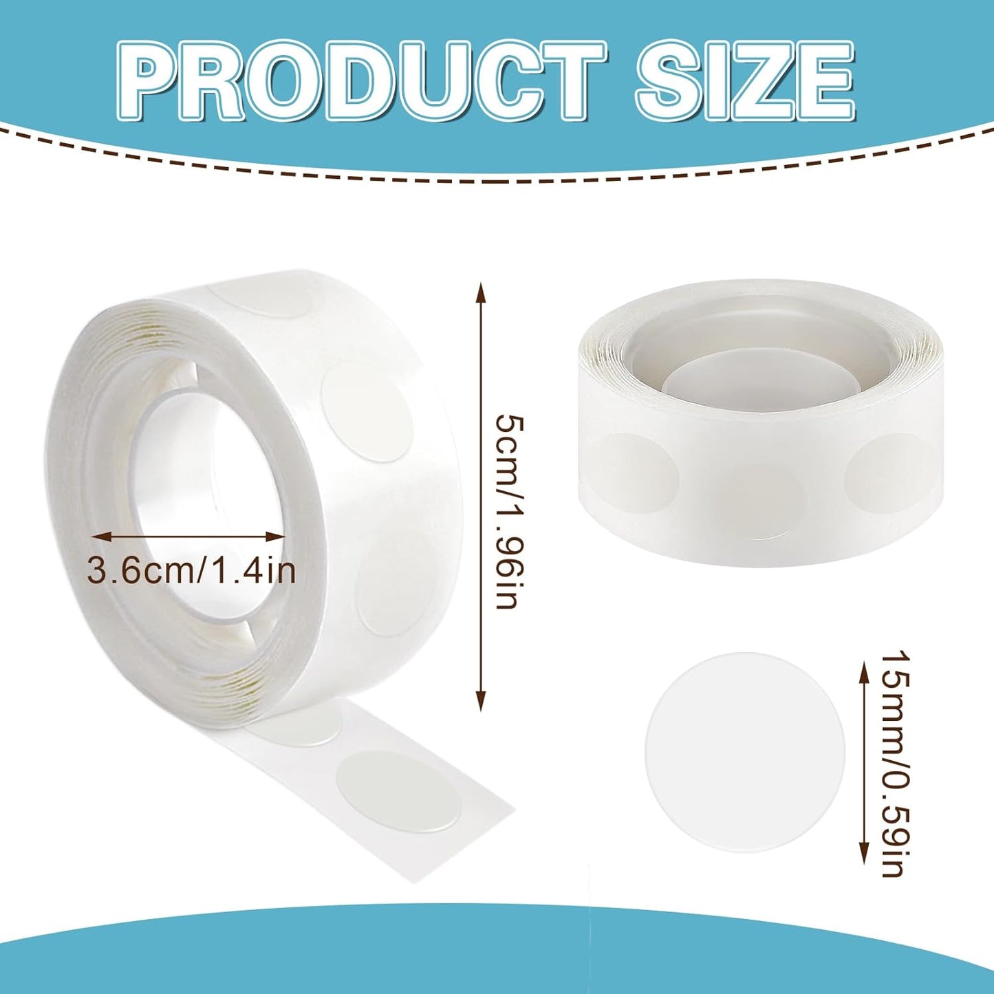 UPINS Glue Points Dots, 1500Pcs Balloon Glue Adhesive Dots Double Sided Removable Glue Tape Dots for Balloons Crafts Decoration, 15 mm