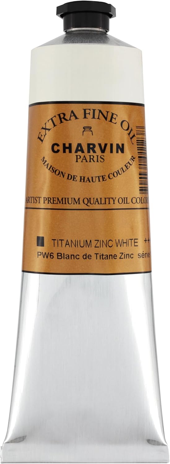 Charvin Extra Fine Oil Paint, Titanium Zinc White 150 ml - Triple-Milled, Rich Texture, Poppy Oil-Based, Light-Fast, Handmade, Archival Quality