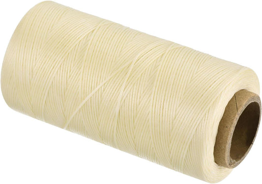 MECCANIXITY Waxed Thread,284 Yard 0.8mm 150D Flat Wax Thread Polyester Waxed String for Leather Sewing Hand Weaving Book Binding Home Decoration,Cream White