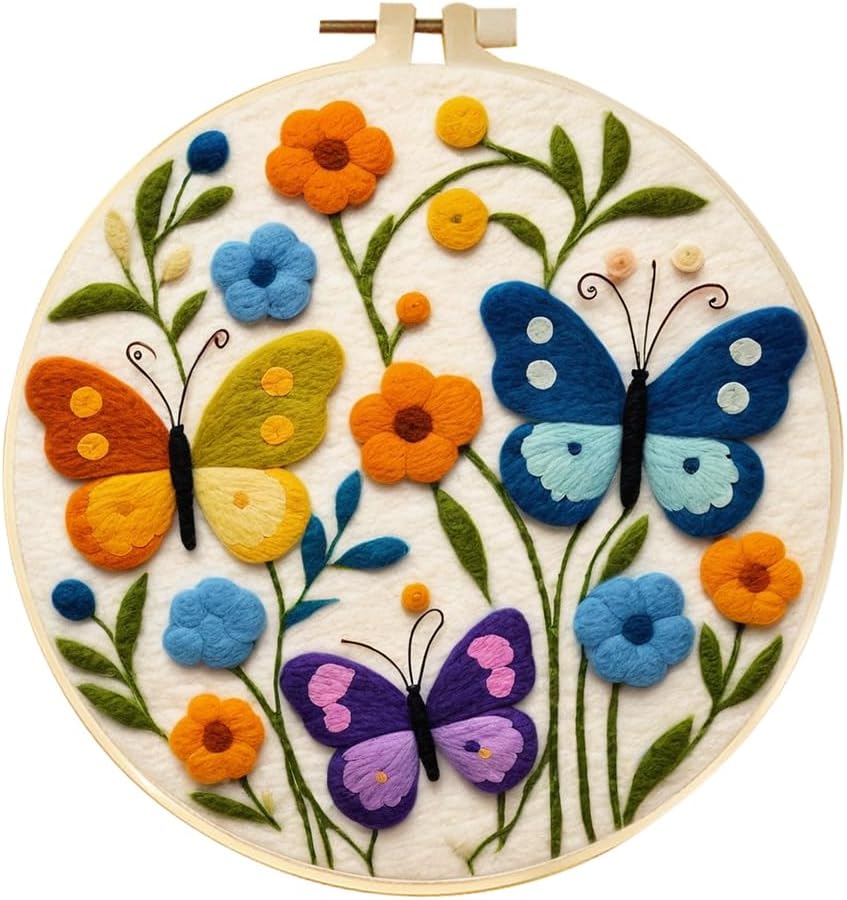 yesJRL Needle Felting Kits Beginners, Natural Landscape DIY Wool Needle Felting Starter Kit, Floral Needle Felt Set with Foam Pad, Felt Cloth and Instructions, Used for Home Decoration (Multicolor)