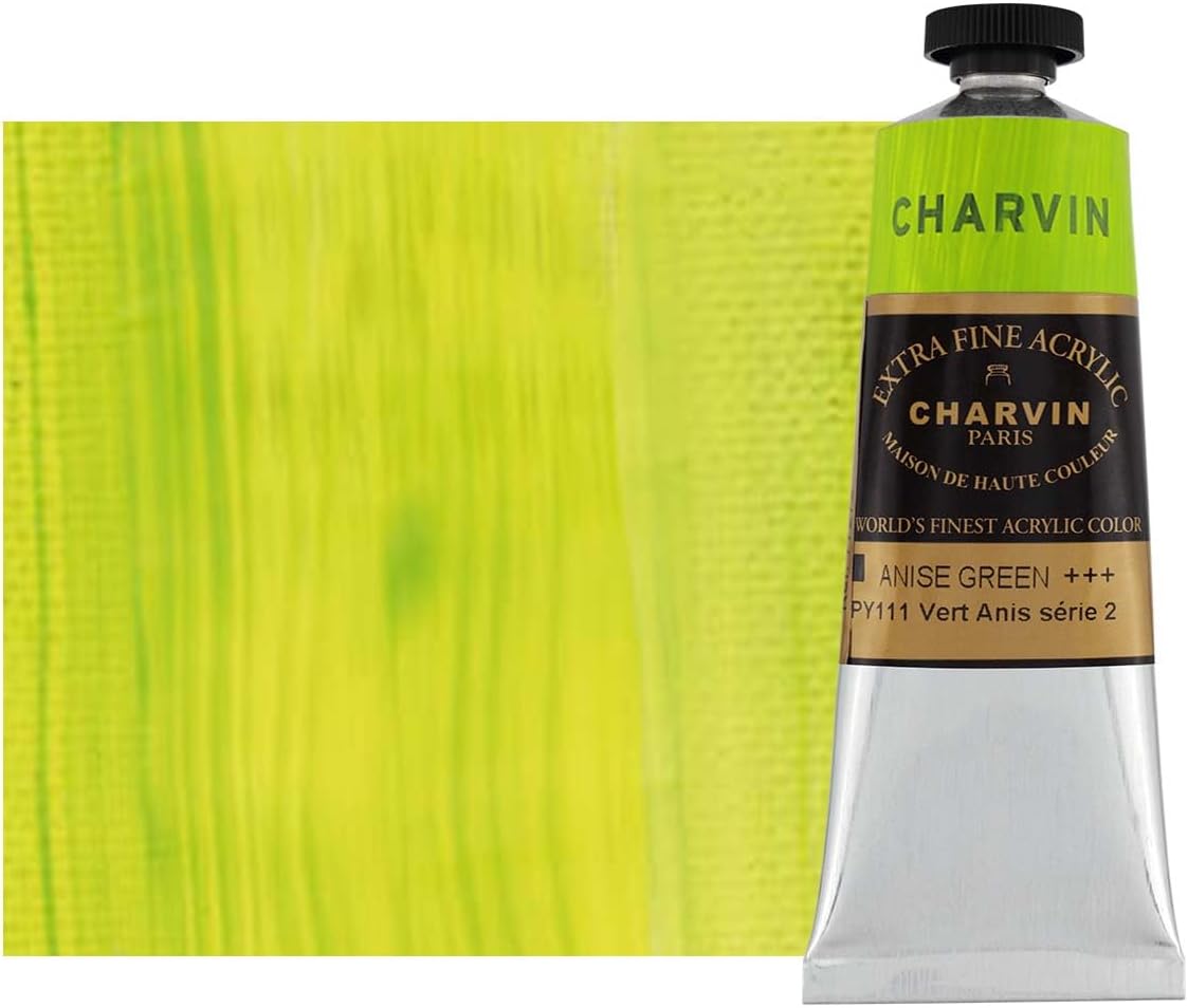Charvin Extra Fine Professional Acrylic Paint - Anise, 60ml Tube, Triple-Milled, Lightfast Pigments, Open Stock Artist Acrylic Paints in Nature-Inspired Hues
