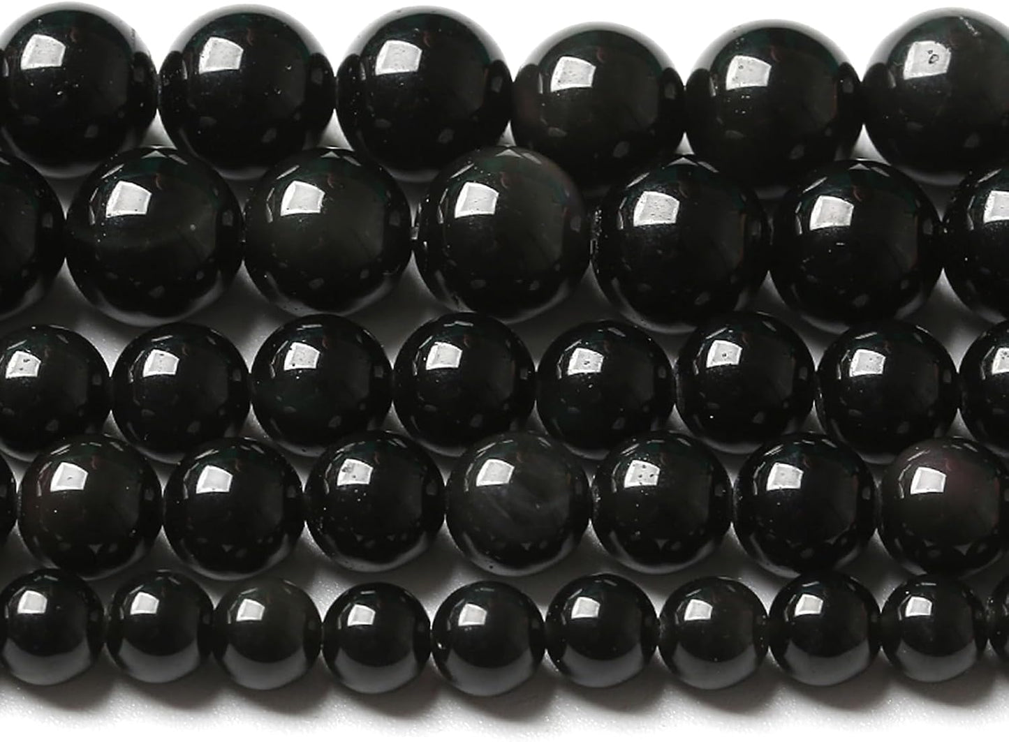 10MM 72pcs Natural Black Obsidian Stone Energy Healing Beads Round Loose Beads for Jewelry Making Bracelet 2 Strands 32"