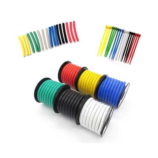 Fermerry 12 AWG Stranded Wire Spool 25ft Each 6 Colors Flexible 12 Gauge Silicone Hook up Wire Kit Electrical Tinned Copper Wire