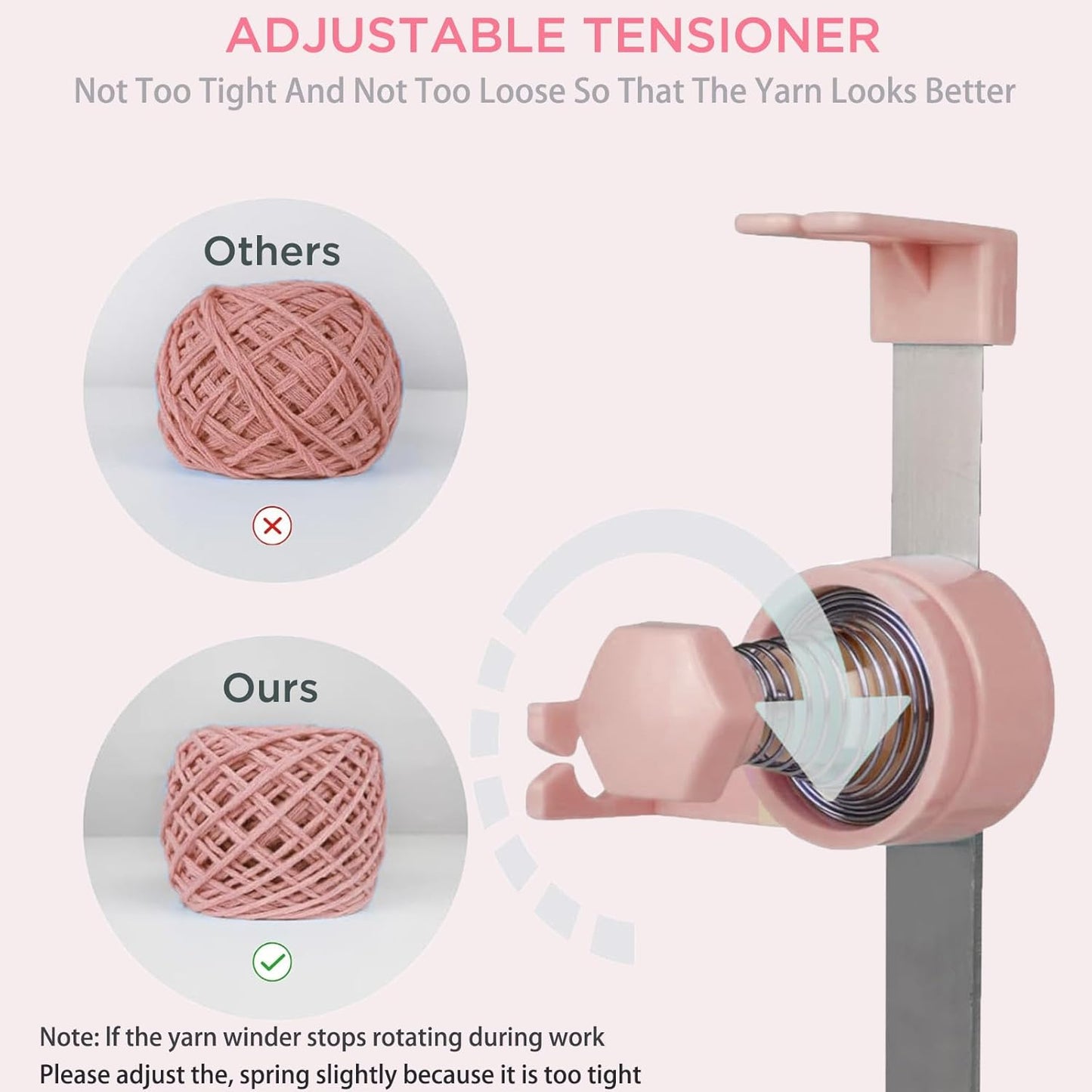 Yarn Winder for Crocheting, 10oz Large Capacity Electric Yarn Ball Winder with Strong Tension Stepless Speed, Automatic Yarn Cake Winder, Helper for Knitting Lovers, Pink
