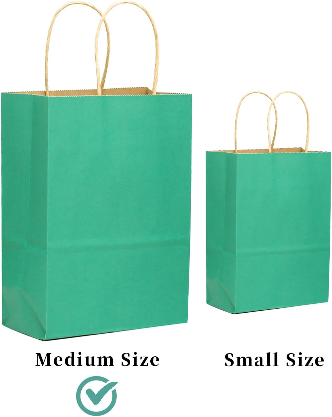 qiqee 32-Packs Mint Green Paper Gift Bags with Handles Bulk 7.6"x4.75"x10.5" Medium Size Gift Bags Multiple Uses