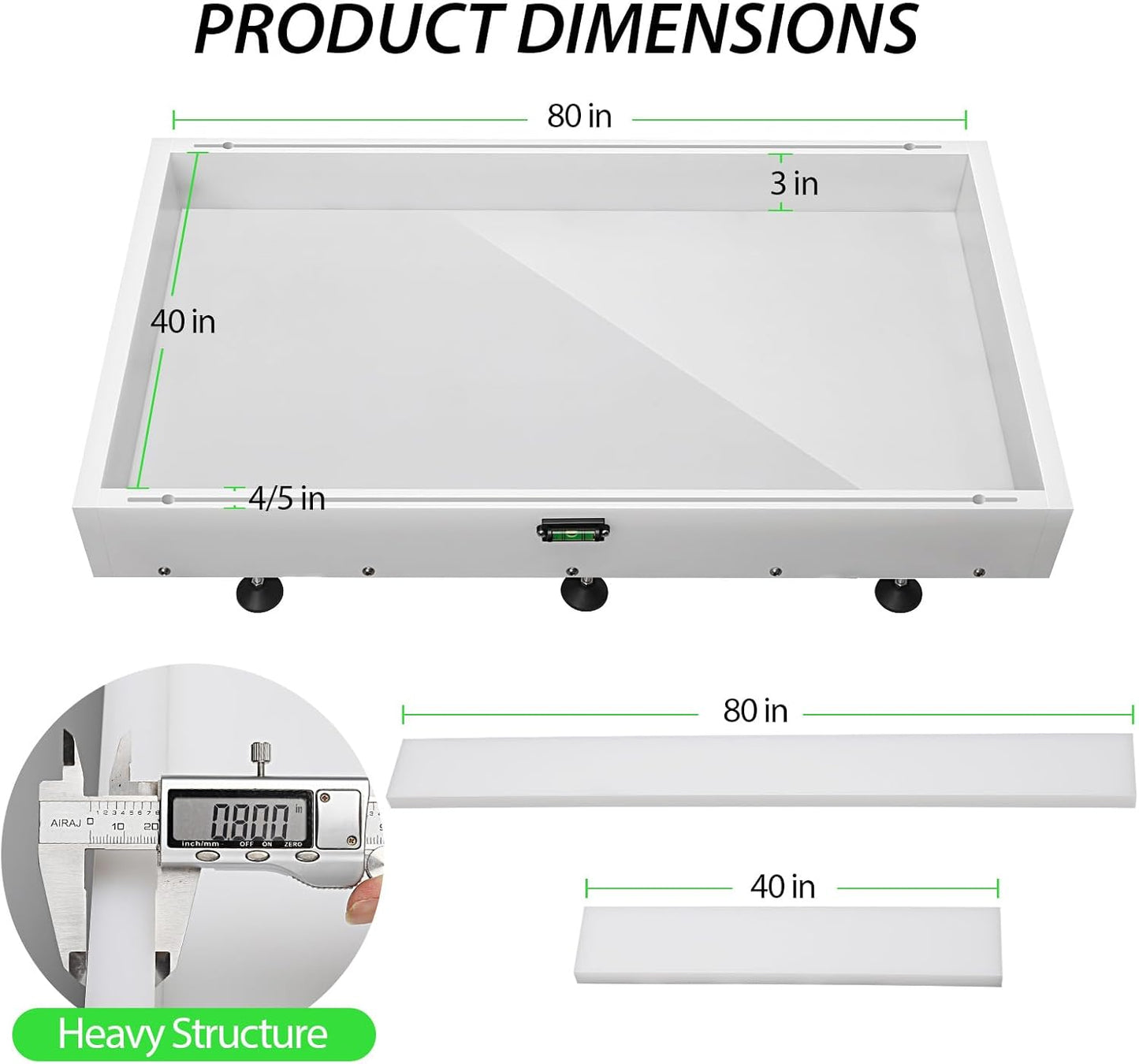 Large Reusable Epoxy Resin Mold 80×40×3 Adjustable Clamping System – Ideal Resin Molds for Coffee Tables, Trays, Cutting Boards & DIY Projects
