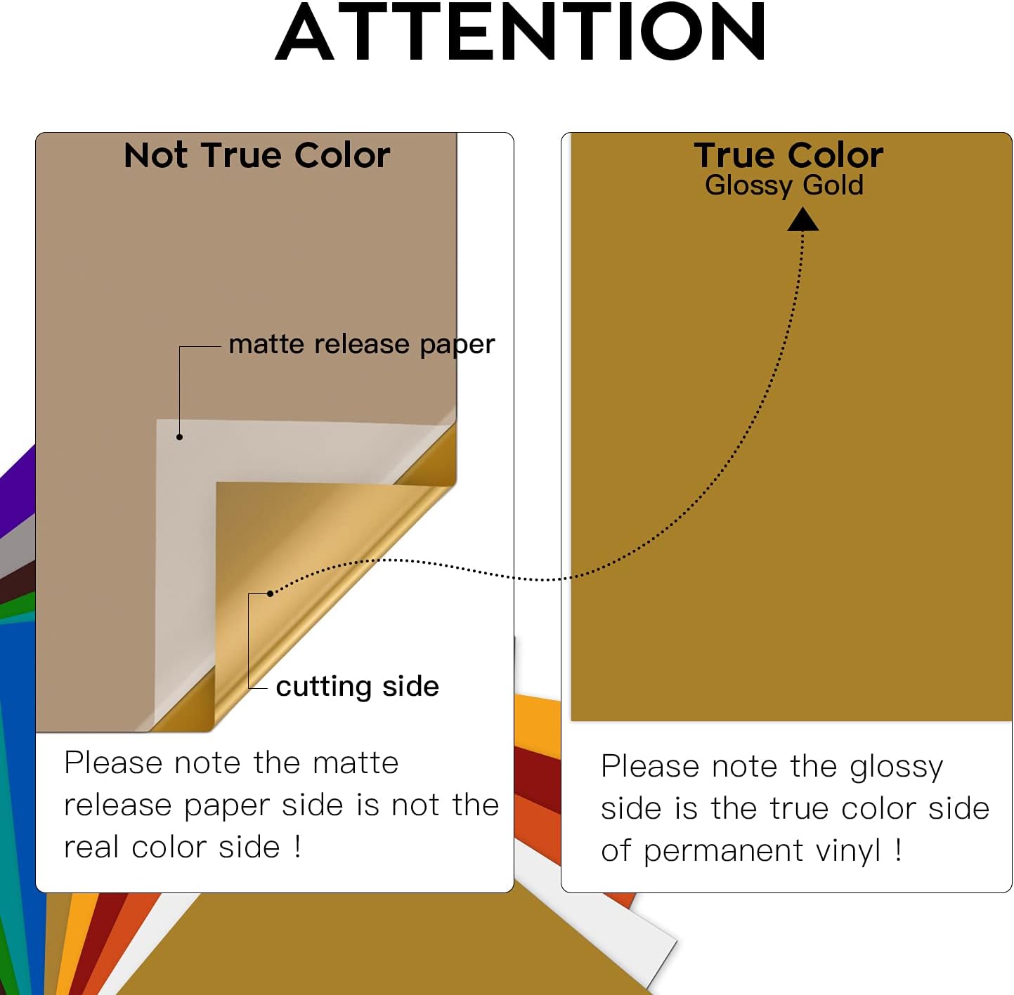 HTVRONT Gold Permanent Vinyl - 12 Pack for Cutting Machine - 10 Sheets 12" x 12"& 2 Transfer Tape Sheets for Party Decoration, Sticker, Craft Cutter, Car Decal (Glossy)