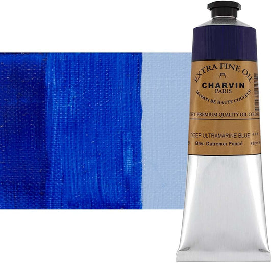 Charvin Extra Fine Oil Paint, Ultramarine Blue Deep 150 ml - Triple-Milled, Rich Texture, Poppy Oil-Based, Light-Fast, Handmade, Archival Quality