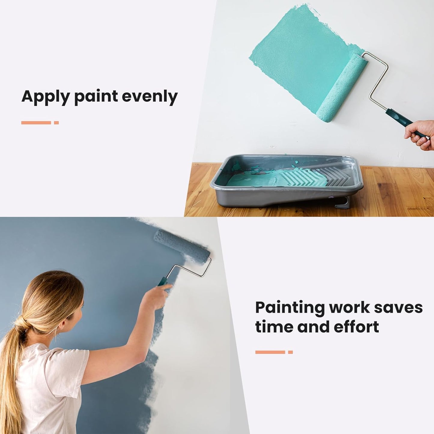 Mister Rui Paint Roller, 12 Pack 9 Inch Microfiber Paint Roller Covers, 10 mm Nap, Paint Rollers for Painting Walls, Washable and Reusable Paint Roller Sleeves, Painting Supplies for House Painting