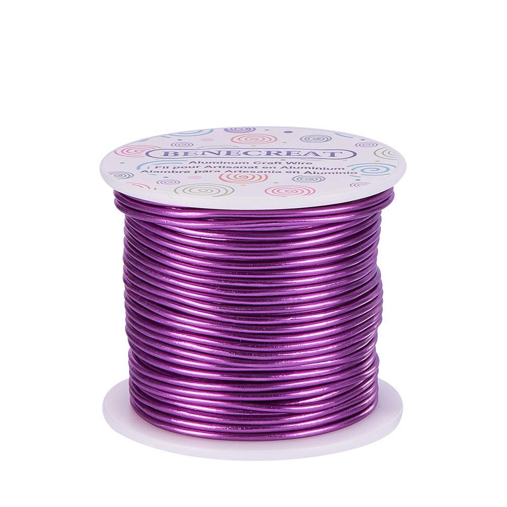 BENECREAT 12 Gauge Aluminum Craft Wire 100FT Anodized Purple Flexible Craft Wire for Halloween Craft Making, Jewelry Making and Floral Arrangements