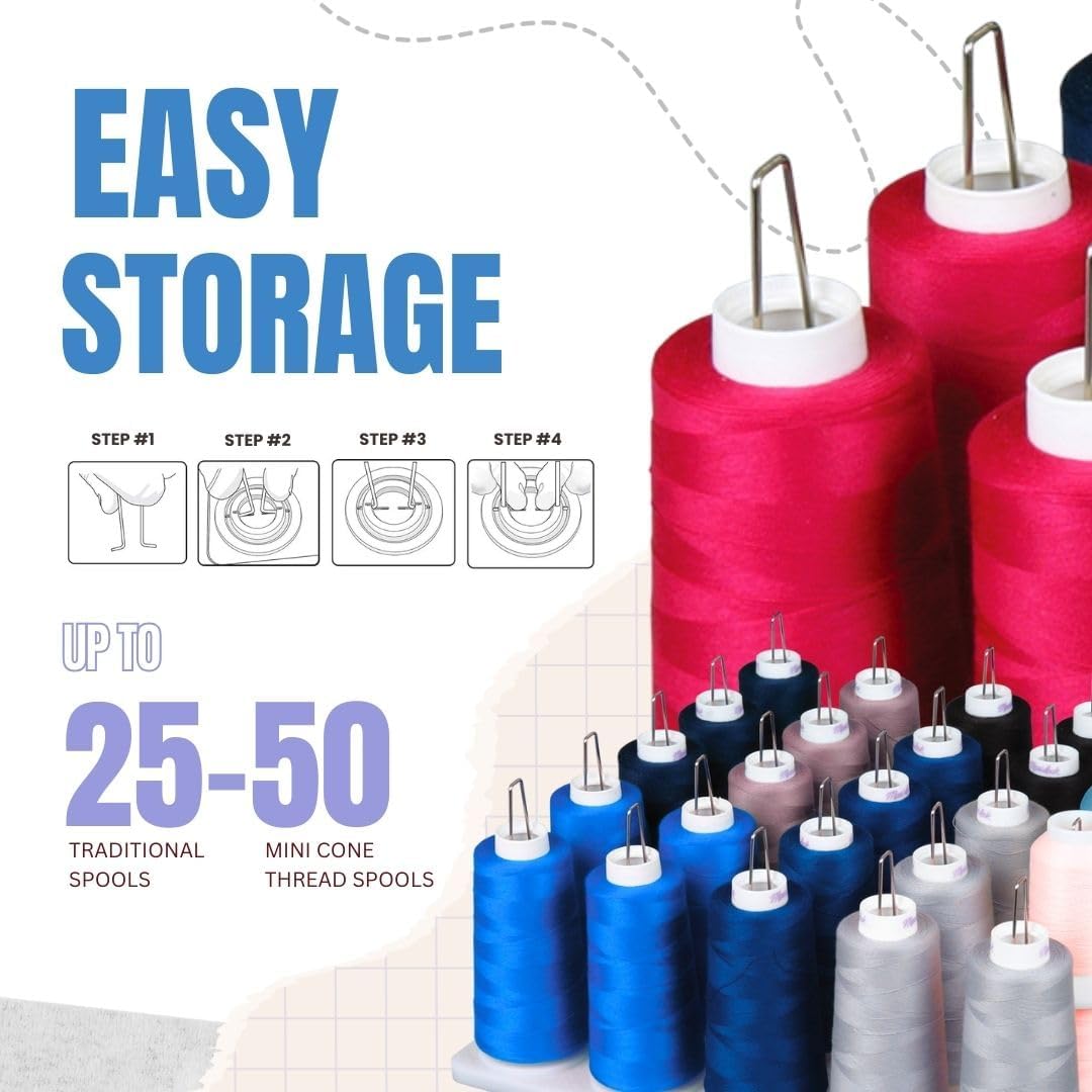 ArtBin 6901AB Cone Thread Tray, Sewing & Embroidery Serger Cone Thread Spool Assortment Organizer, Super Satchel System Accessory, Up To 25 Traditional Spools or Up To 50 Mini Spools, White
