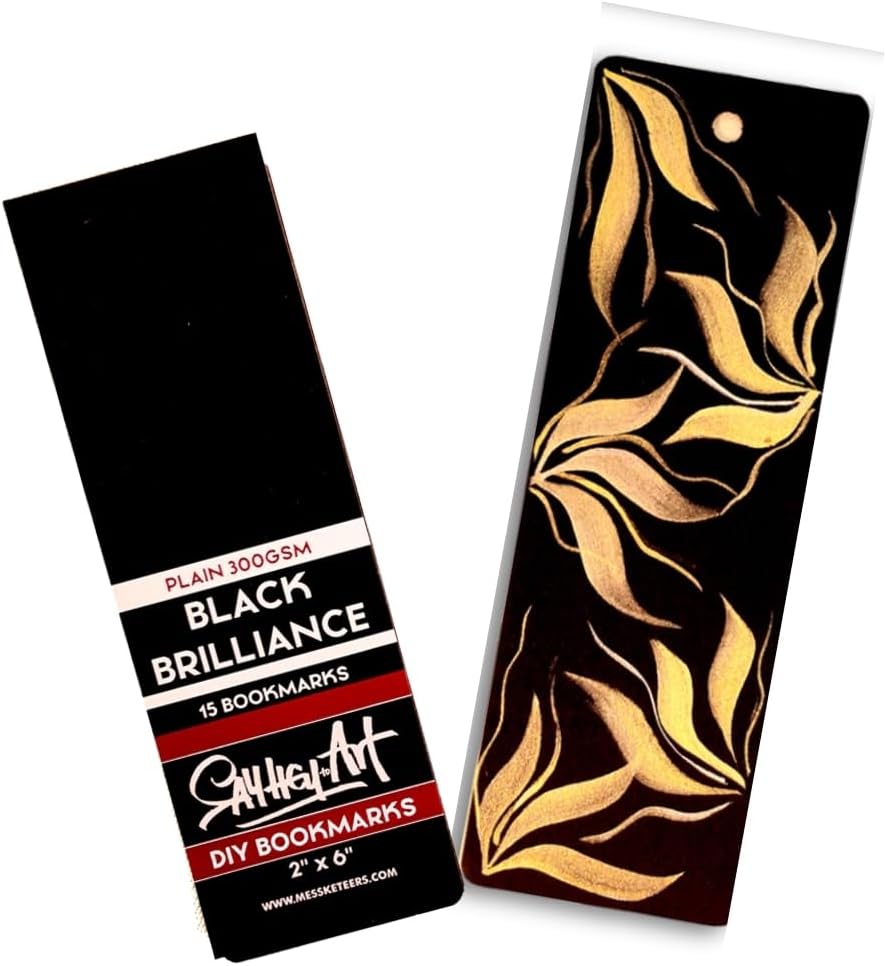 300GSM Deep Black Bookmark Sketchpads, Suitable for Acrylics & Mixed Media for Professional Artists (Pack of 2)