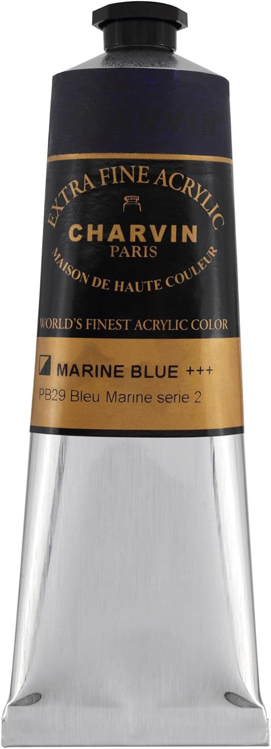 Charvin Extra Fine Professional Artist Acrylic Paint Colors, 150ml Marine Blue