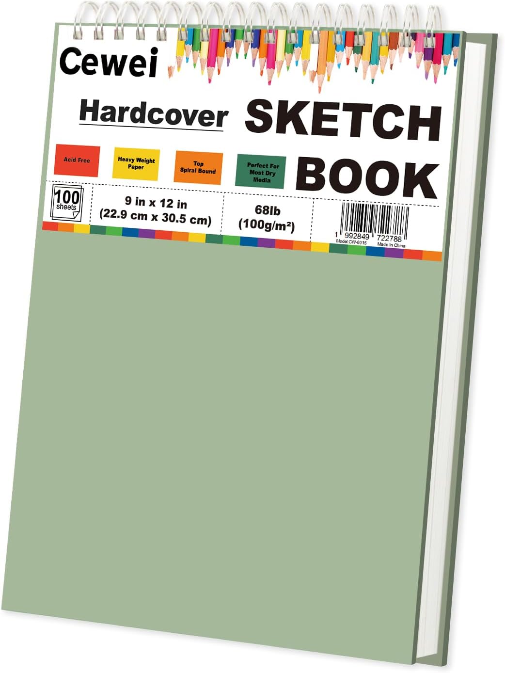 Sketch Pad 9x12 Inch, 1 Pack-100 Sheets Spiral Drawing Paper for Kids，68lb/100gsm Drawing Sketchbook for Kids Ages 8-12, Drawing Book for Adults, Teens, Painting, Drawing & Art Supplies.