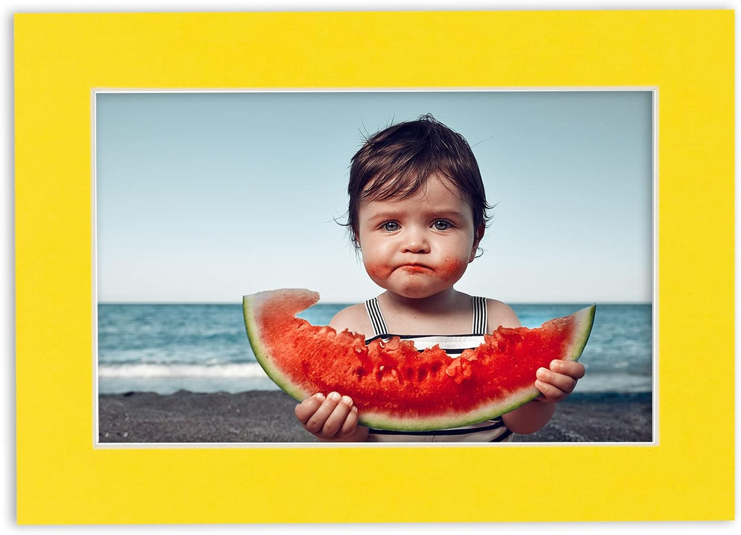 8.5x11 Mat Bevel Cut for 7x9 Photos - Acid Free Yellow Precut Matboard - for Pictures, Photos, Framing - 4-ply Thickness