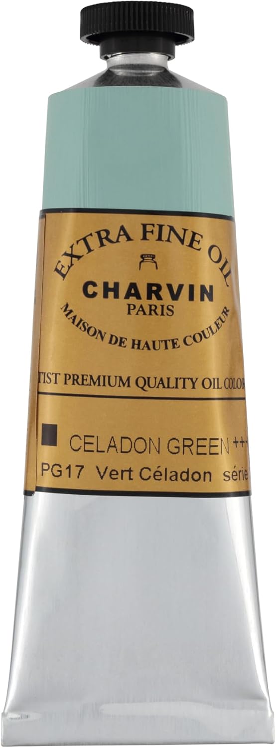 Charvin Extra Fine Oil Paint, Celadon Green 60 mL - Triple-Milled, Rich Texture, Poppy Oil-Based, Light-Fast, Handmade, Archival Quality