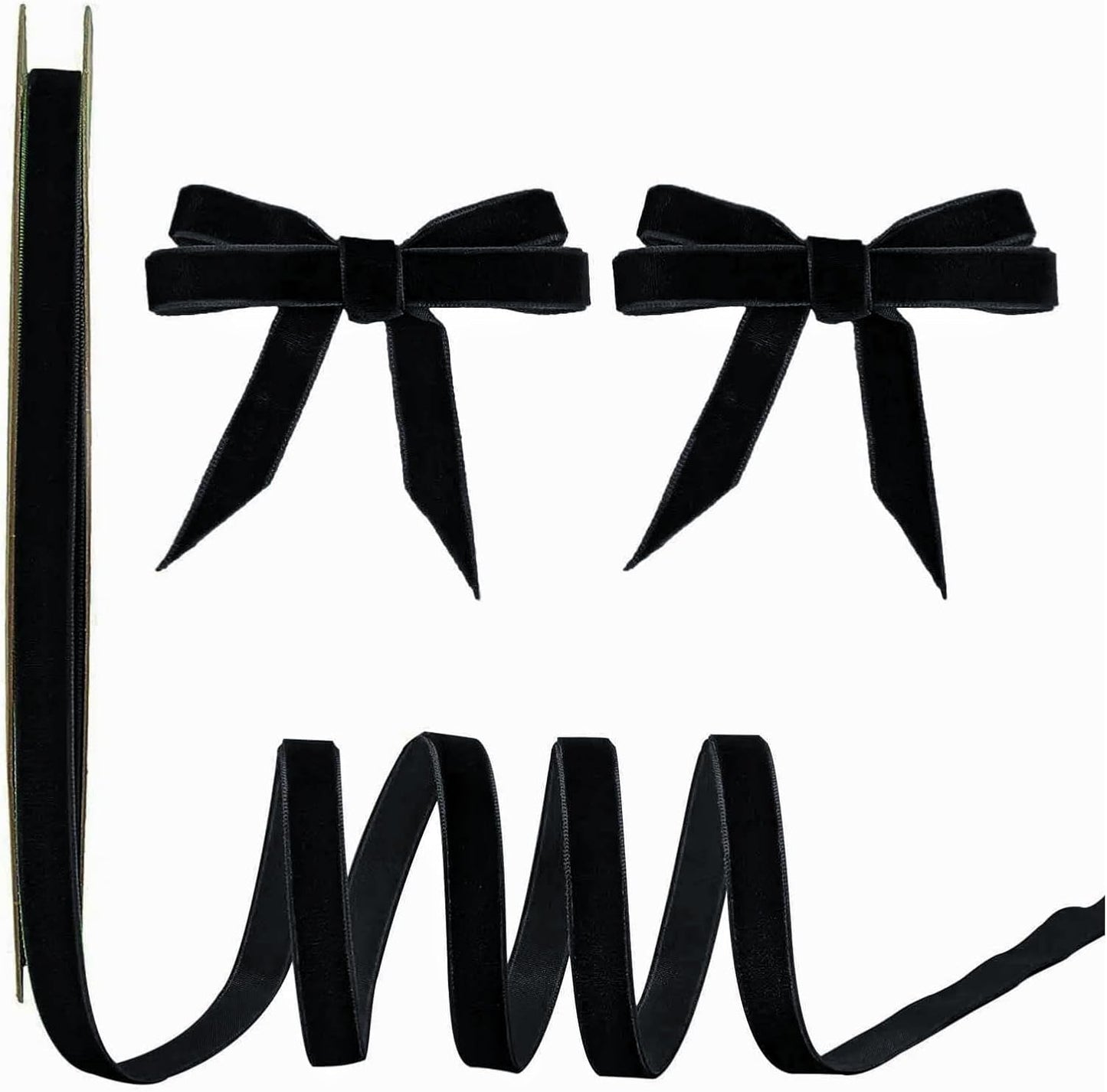 15 Yards Velvet Ribbon 3/8 Inch Single Face Black Velvet Ribbon Spool Prefect for Holiday Wedding, Ribbons for Gift Wrapping, Christmas Tree Ornaments Wreath Hair Bows, Ribbons for Crafts