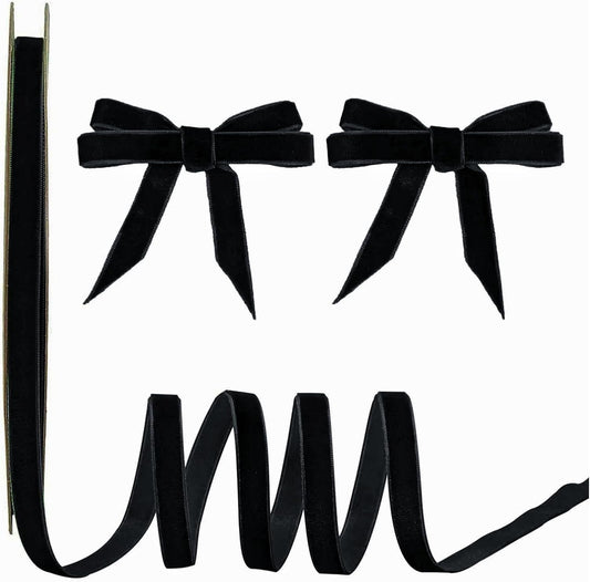 15 Yards Velvet Ribbon 3/8 Inch Single Face Black Velvet Ribbon Spool Prefect for Holiday Wedding, Ribbons for Gift Wrapping, Christmas Tree Ornaments Wreath Hair Bows, Ribbons for Crafts