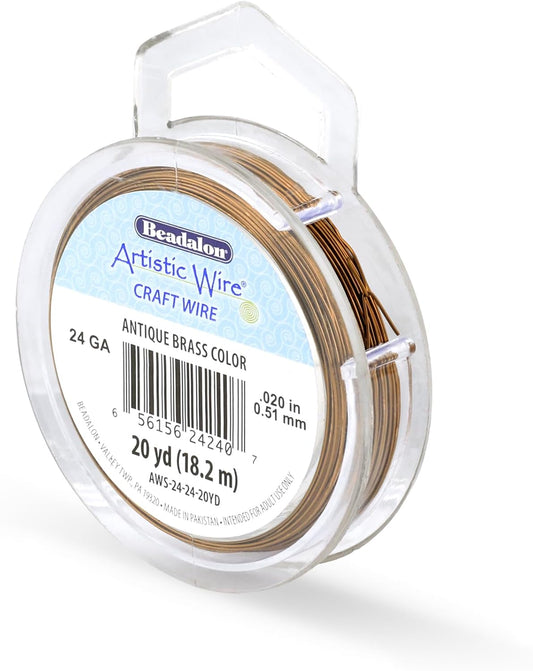 Artistic Wire, 24 Gauge Tarnish Resistant Colored Copper Craft Wire, Antique Brass, 20 yd