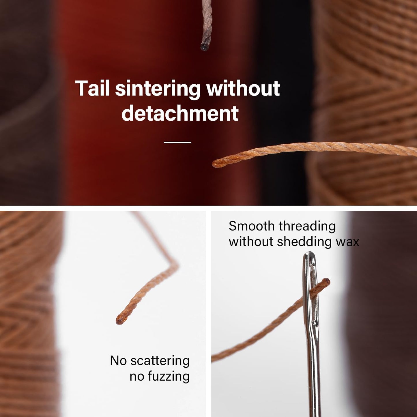 WUTA Leather Waxed Thread Round Polyester Sewing Threads with 12 Pcs Needles and Storage Bag Leather Craft Hand Stitching Line DIY Bracelet Thread Repair Work Cord (0.45mm