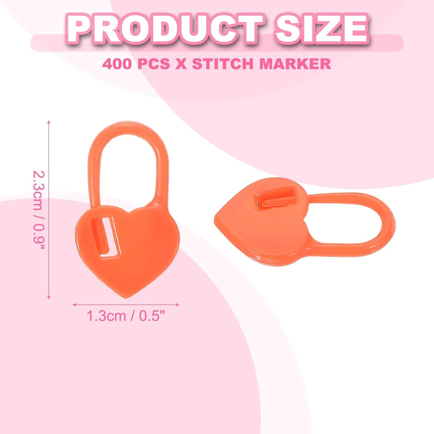 uxcell 400pcs Stitch Markers for Crocheting, Heart Shaped Crochet Marker Needle Clip Counter for Knitting Clothing Tag DIY Craft,Orange