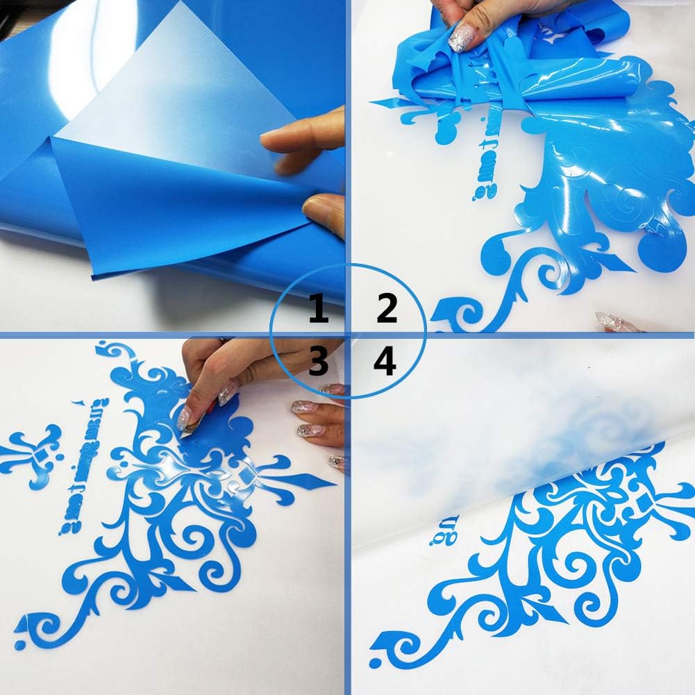 Guangyintong Heat Transfer Vinyl Iron on Vinyl Rolls, 12" x 10ft Blue HTV for T-Shirts, Matte Surface, Easy to Cut & Weed, DIY Design