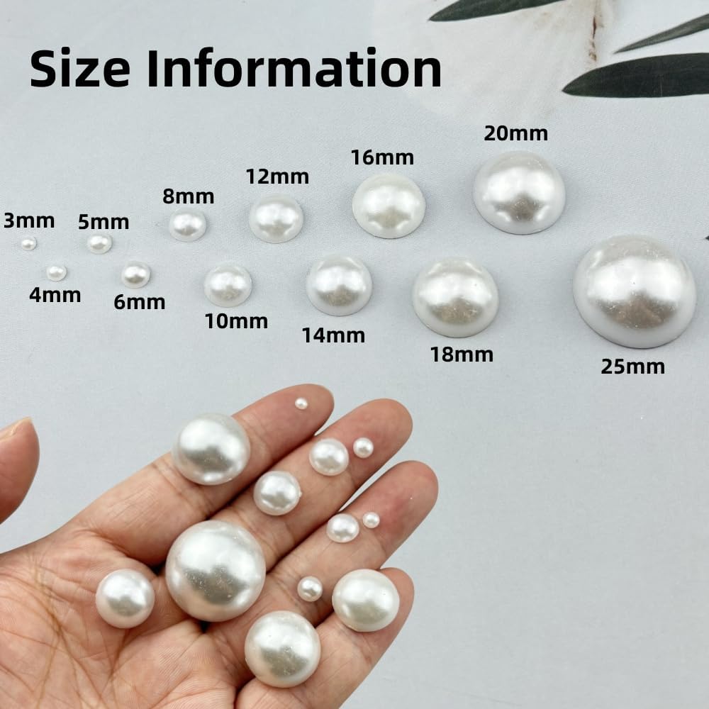 3000pcs 6mm Half Pearls for Crafts Flatback Round Half Pearl Beads for Jewelry Making Nail Art Scrapbook Craft Wedding Dress Decoration(White)