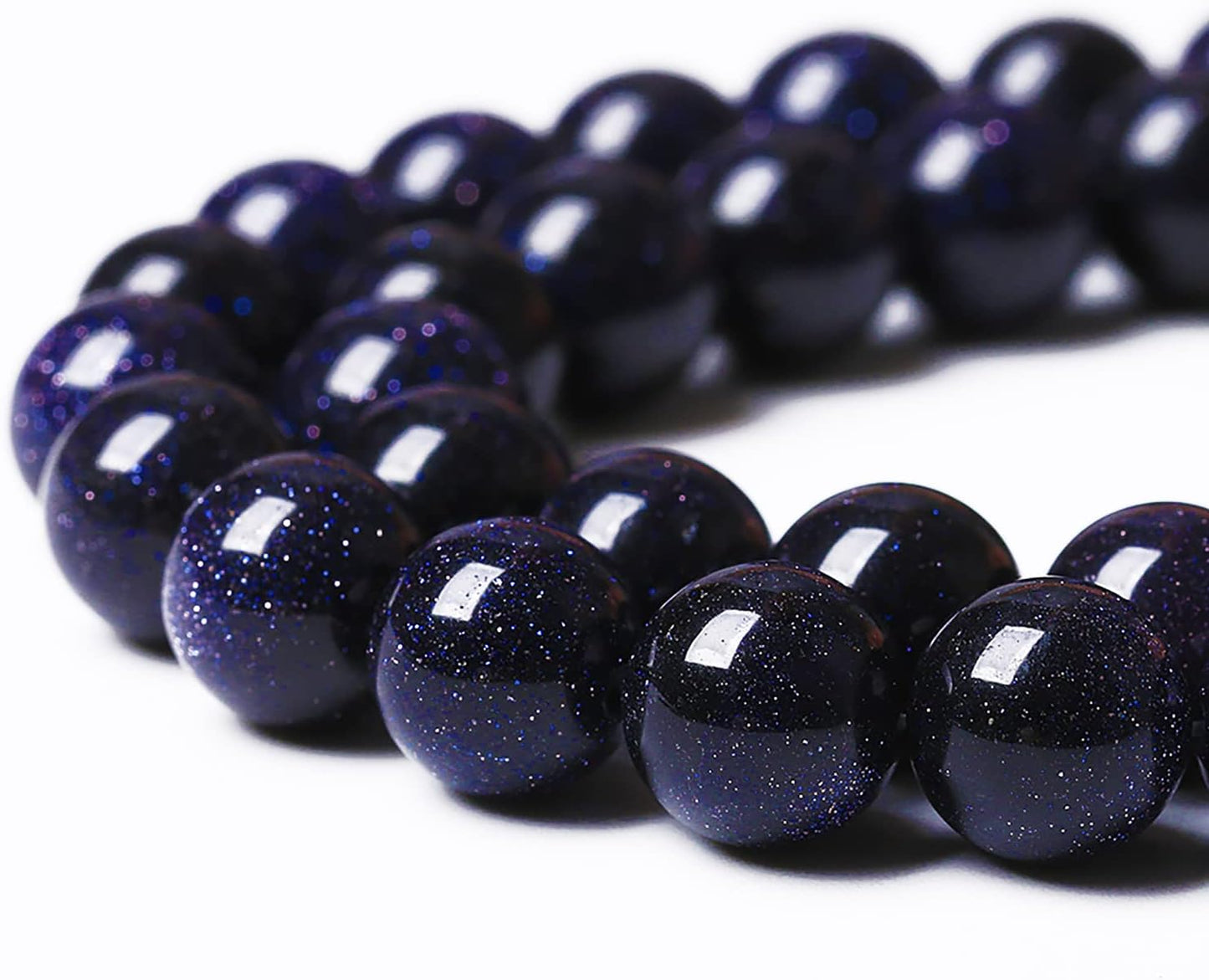 45PCS 8mm Blue Sandstone Gemstone Beads Beads Natural Stone Round Loose Beads for Jewelry Making DIY Bracelet Necklace 15" Inch