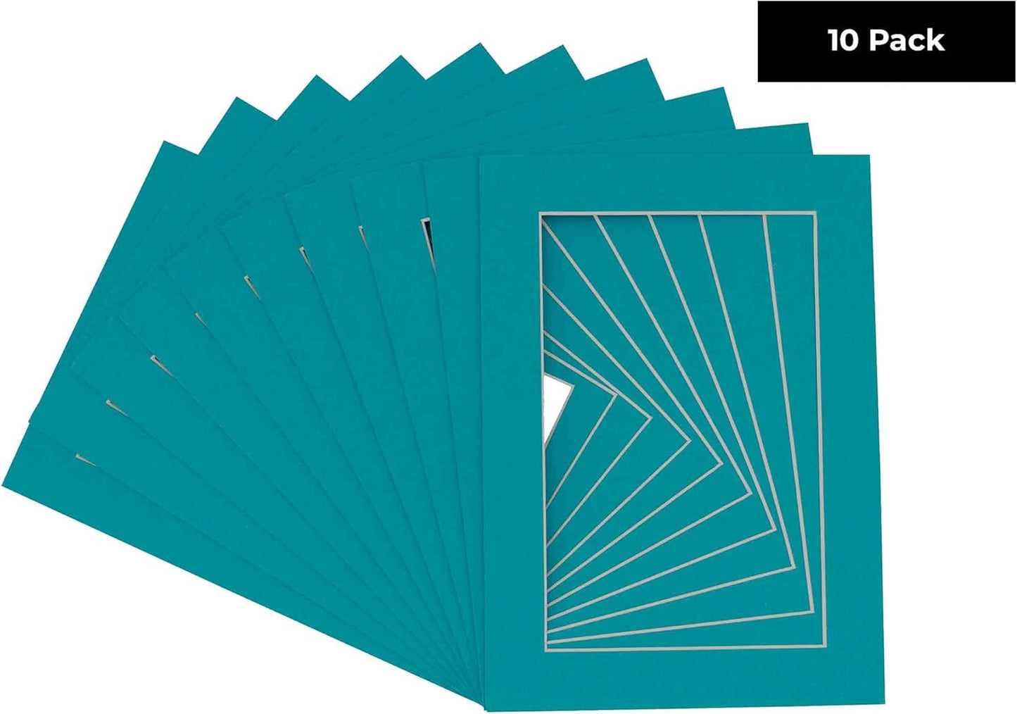 11x14 Mat for 8.5x11 Photo - Precut Teal Blue Picture Matboard for Frames 11 x 14 Inches - Bevel Cut Matte to Display Art 8.5 x 11 Inches - Acid Free Pack of 10 MATS with Backing Boards & Clear Bags
