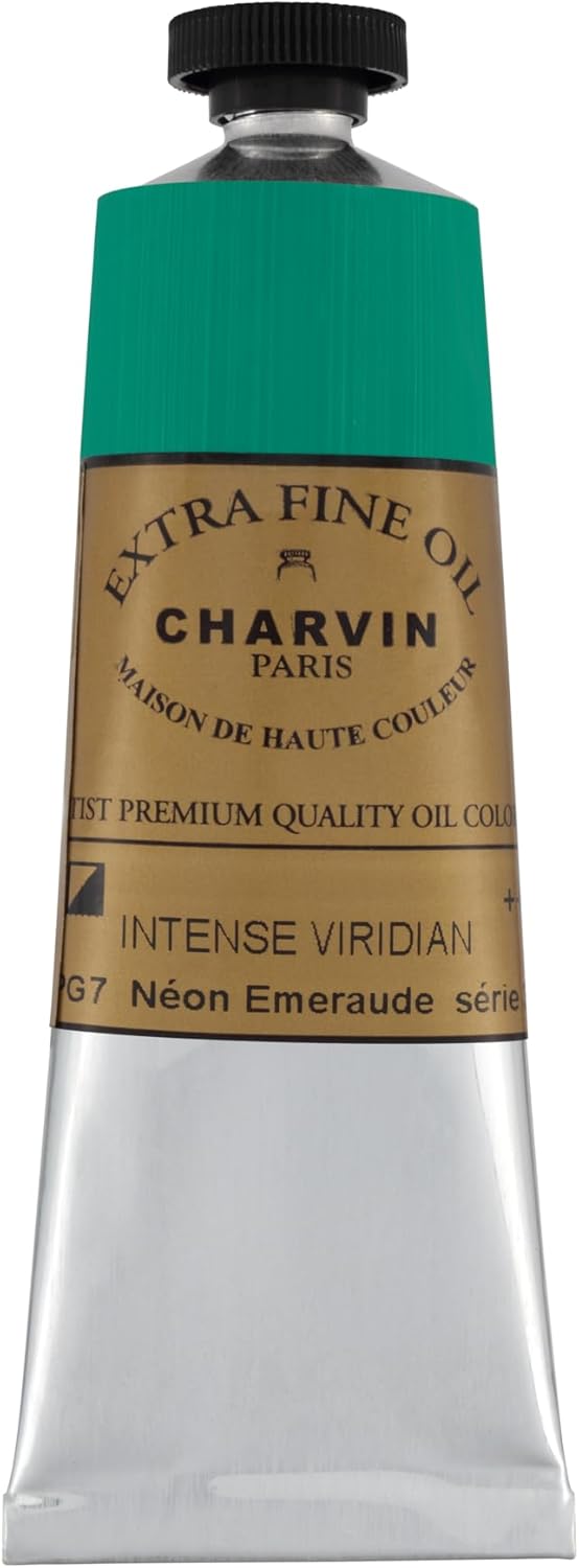 Charvin Extra Fine Oil Paint, Intense Viridian 60 mL - Triple-Milled, Rich Texture, Poppy Oil-Based, Light-Fast, Handmade, Archival Quality
