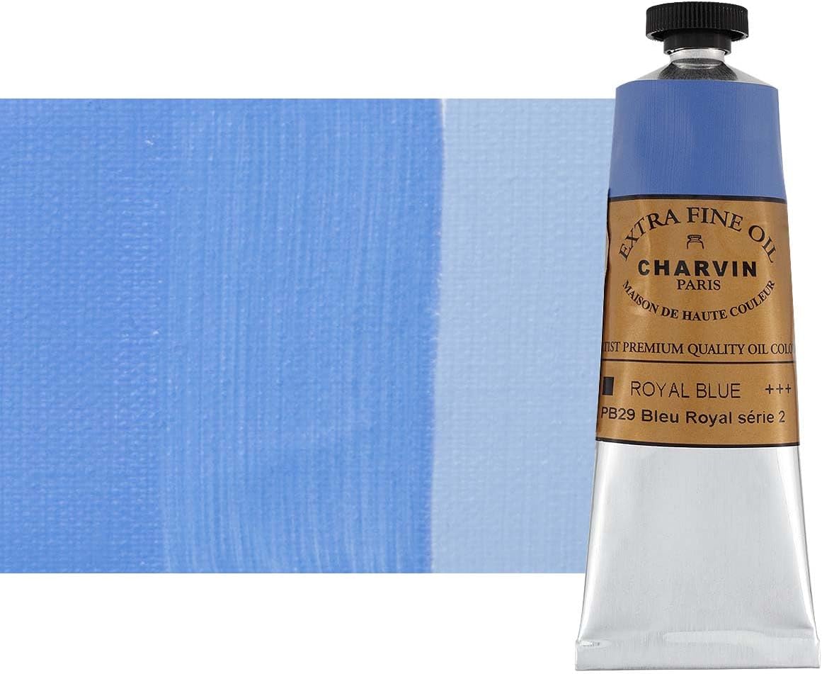 Charvin Extra Fine Oil Paint, Royal Blue 60 mL - Triple-Milled, Rich Texture, Poppy Oil-Based, Light-Fast, Handmade, Archival Quality