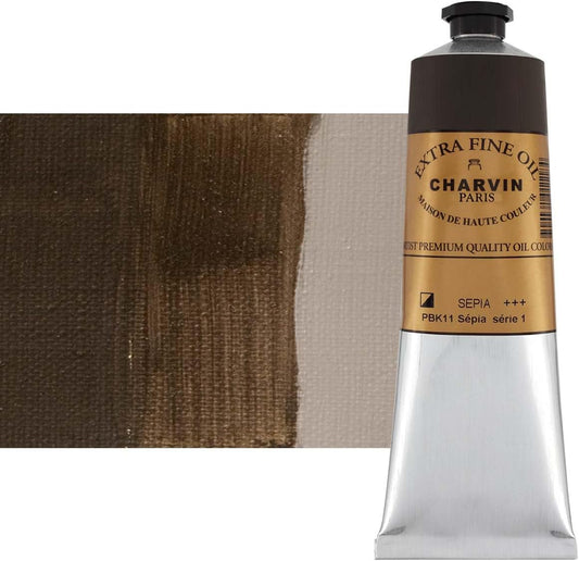 Charvin Extra Fine Oil Paint, Sepia 150 ml - Triple-Milled, Rich Texture, Poppy Oil-Based, Light-Fast, Handmade, Archival Quality