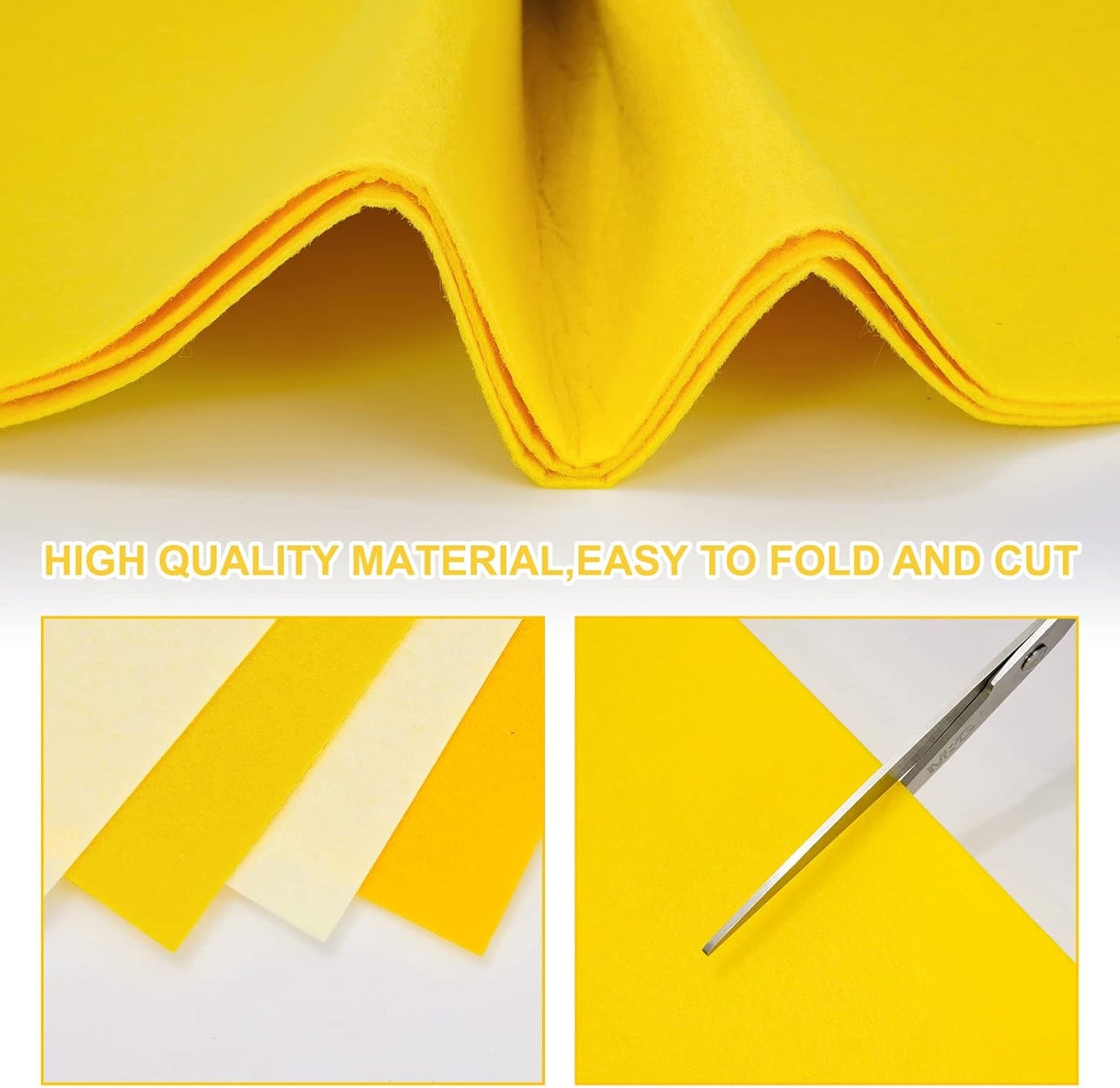 Whaline 18Pcs Felt Fabric Sheets Soft Thick Assorted Yellow Craft Felt Pack for DIY Craft Sewing Patchwork Art Projects, 3 Colors, 7.9 x 11.8 Inch