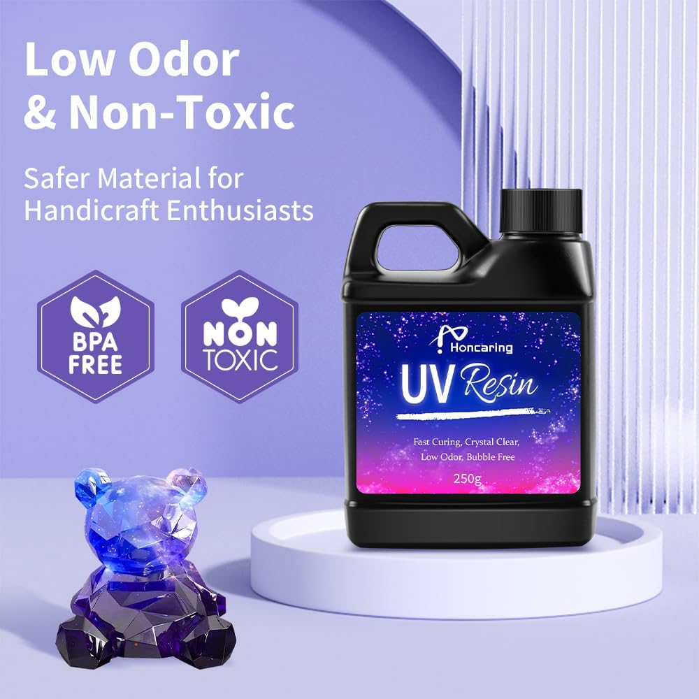 UV Resin 1000g, Hard Type Clear Beginner-Friendly Kit, Upgraded Formula & Crystal Clear for Jewlery Making, Art Craft, 250g*4 Resin UV Kit for Earring, Pendant, DIY