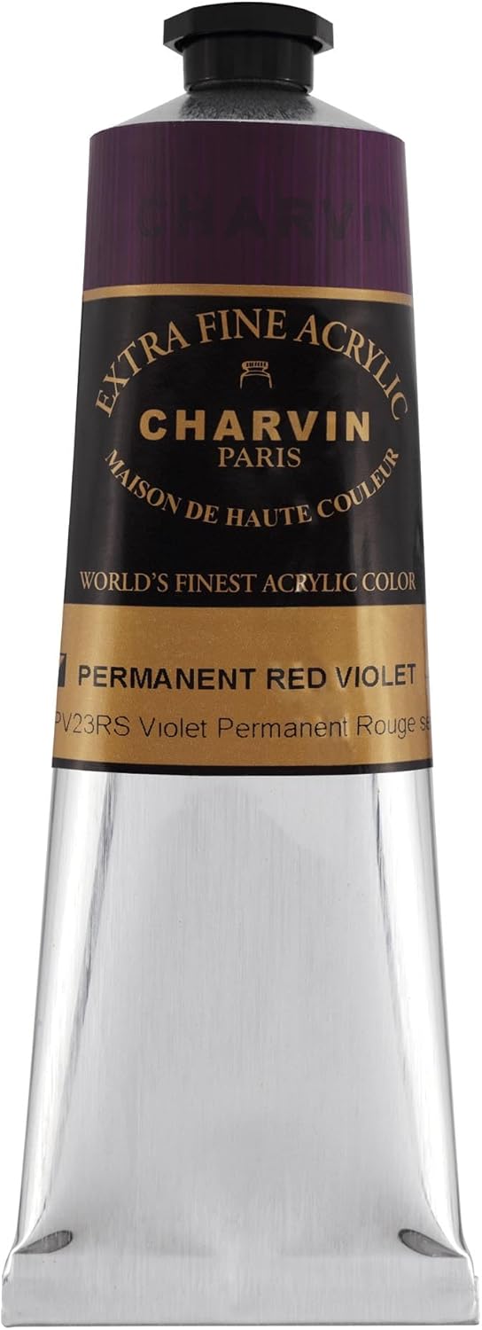 Charvin Extra Fine Professional Artist Acrylic Paint Colors, Nature Themed Hues, 150ml Permanent Red Violet