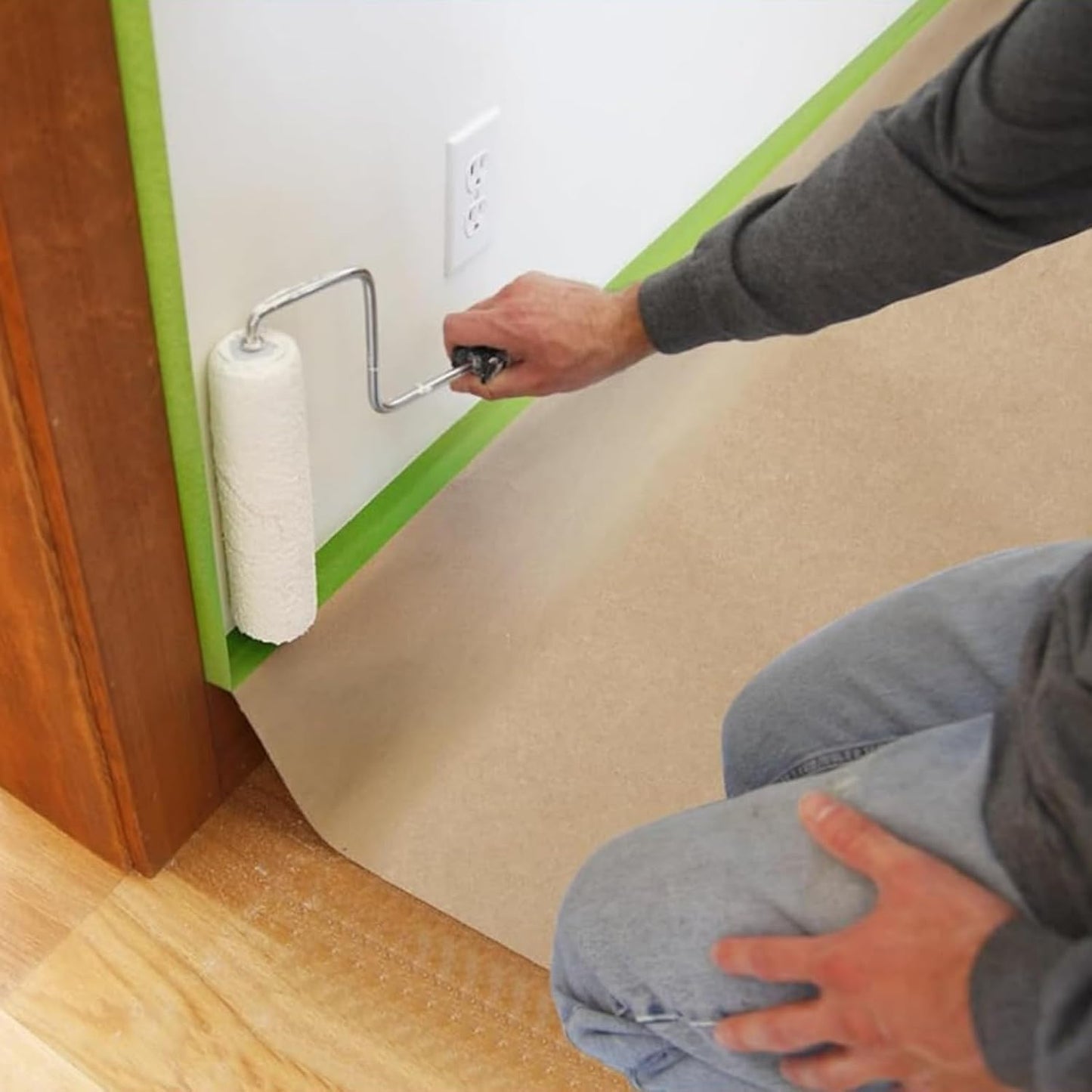 Pre-Taped Painting Masking Paper: 8 Rolls 6 Inch x 50 Feet Tape and Drape Painters Paper, Self-Adhesive Paint Protective Kraft Paper Roll