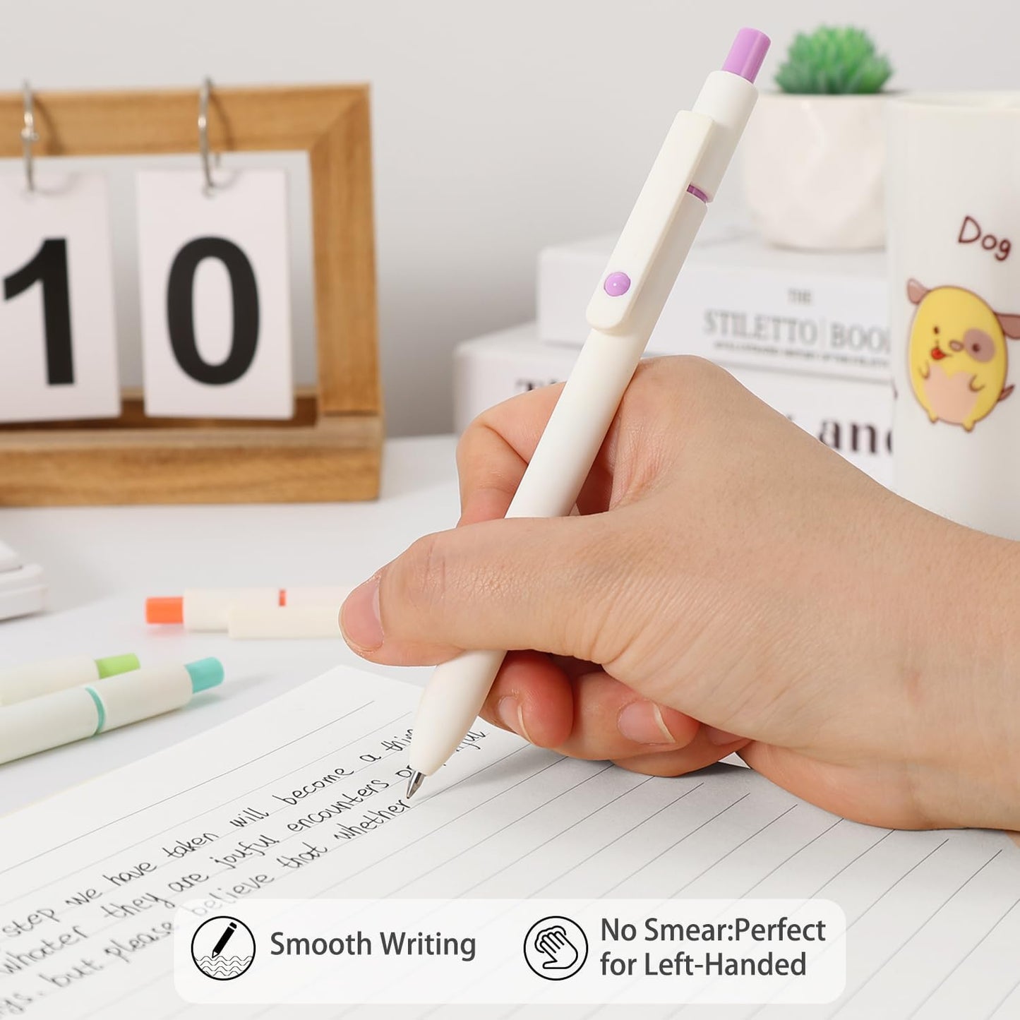 FIOVER Gel Pens, 5pcs 0.5mm Quick Dry Black Ink Fine Point Smooth Writing Pens High-End Series Ballpoint for Office School Supplies, Gifts for Women and Men