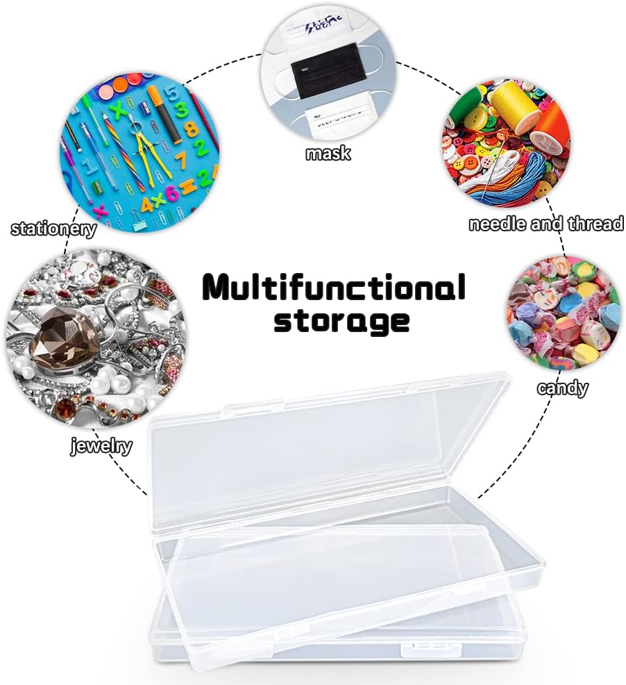 DUOFIRE Small Plastic Box Organizer Box Small Plastic Storage containers Small Plastic case for Storage Pencils and Art Supply Storage Organizer Rectangle(7.7 x 4.1 x 0.9inch) 2 Pack