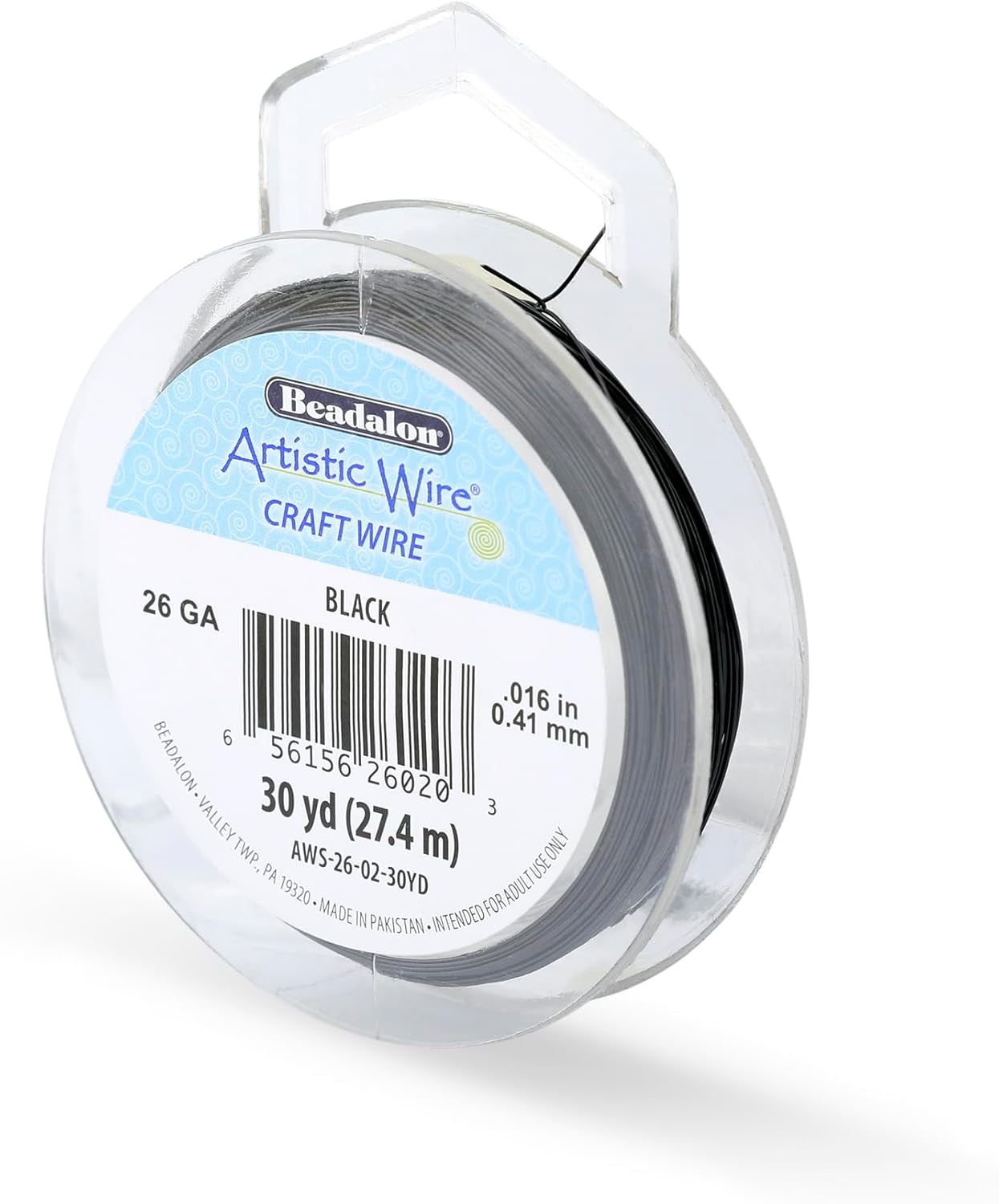 Artistic Wire, 26 Gauge Tarnish Resistant Colored Copper Craft Wire, Black, 30 yd