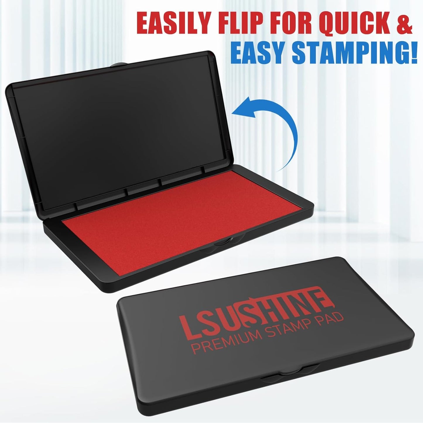 Large Stamp Pad, 6.1 x 3.4 Inch Red Ink Pad Premium Quality Felt Pad Rubber Stamp Ink Pad for Office, Home
