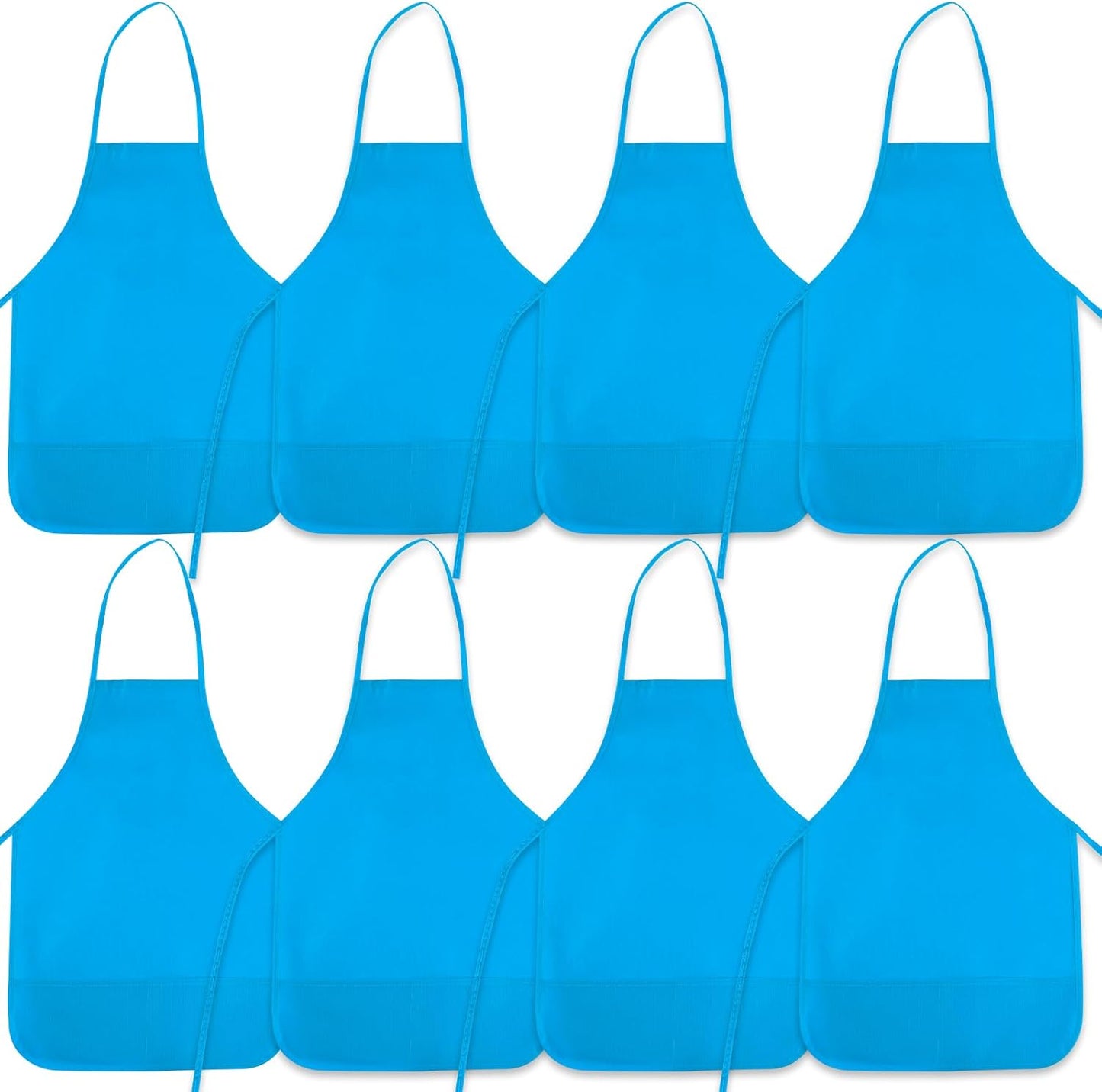 8 Pcs Kids Apron Painting Aprons for Kids Art Smocks Paint Apron Bulk for Painting Classroom Activity Kitchen Crafts Party Supplies(Light Blue)